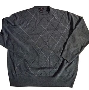 Dockers Mens Gray Blue V Neck Argyle Sweater Size L Preppy Winter Classic Fall